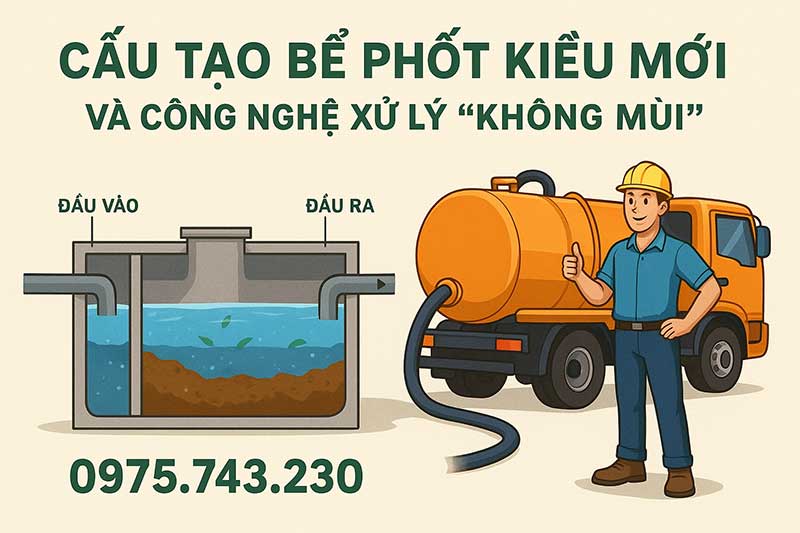 Cấu tạo bể phốt kiểu mới và công nghệ xử lý “không mùi”