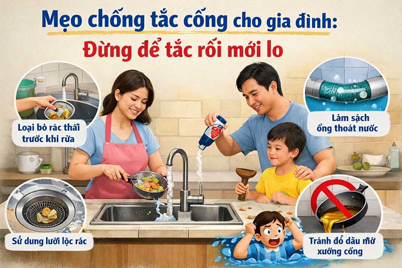 Mẹo chống tắc cống cho gia đình: Đừng để tắc rồi mới lo