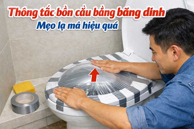 Thông tắc bồn cầu bằng băng dính: Mẹo lạ mà hiệu quả